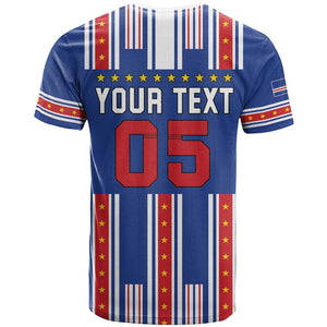 Custom Cape Verde Football T shirt Monster Blue Shark Striped Style