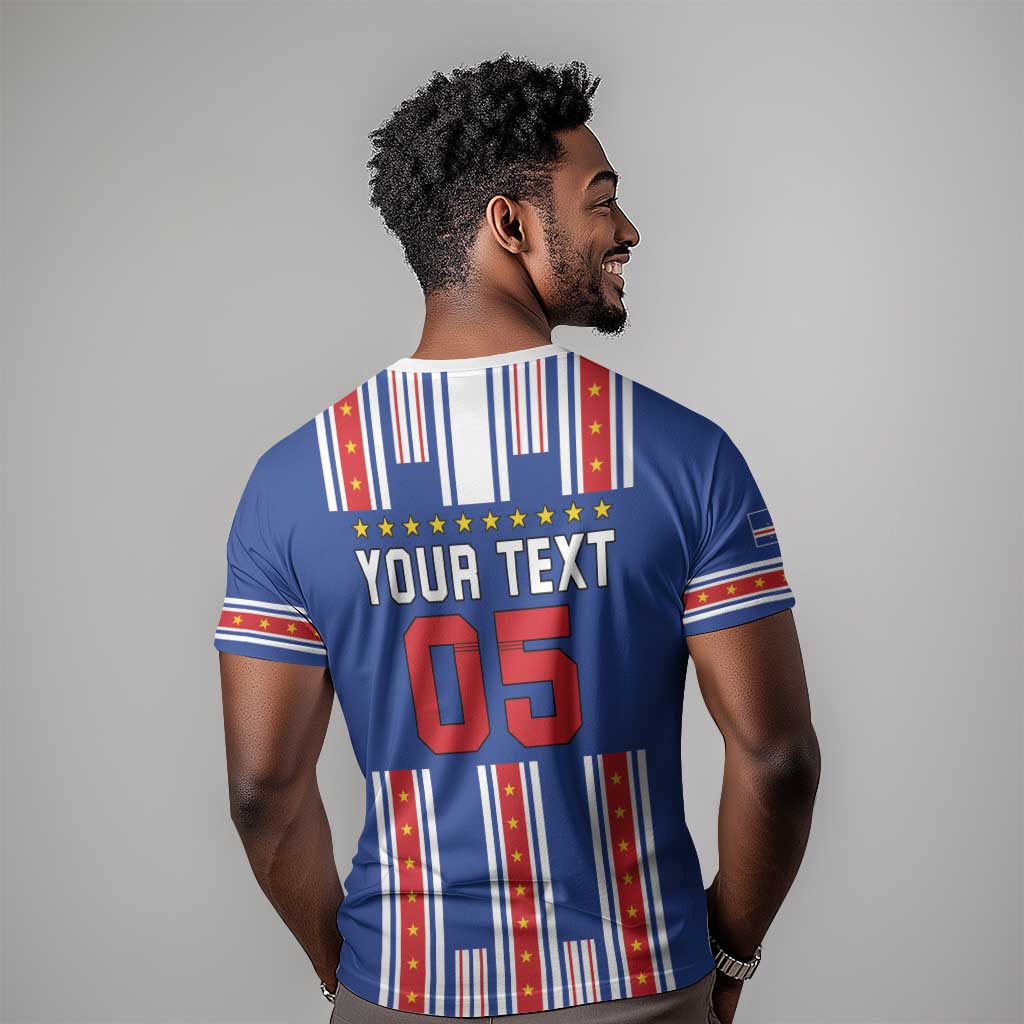 Custom Cape Verde Football T shirt Monster Blue Shark Striped Style