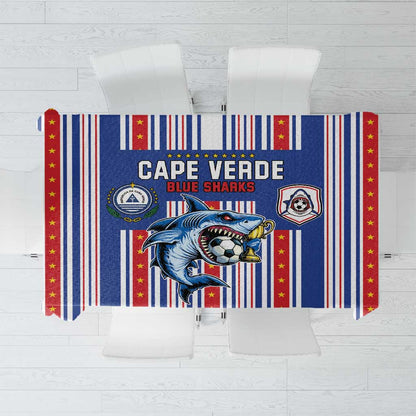 Cape Verde Football Tablecloth Monster Blue Shark Striped Style
