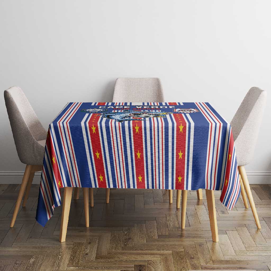 Cape Verde Football Tablecloth Monster Blue Shark Striped Style