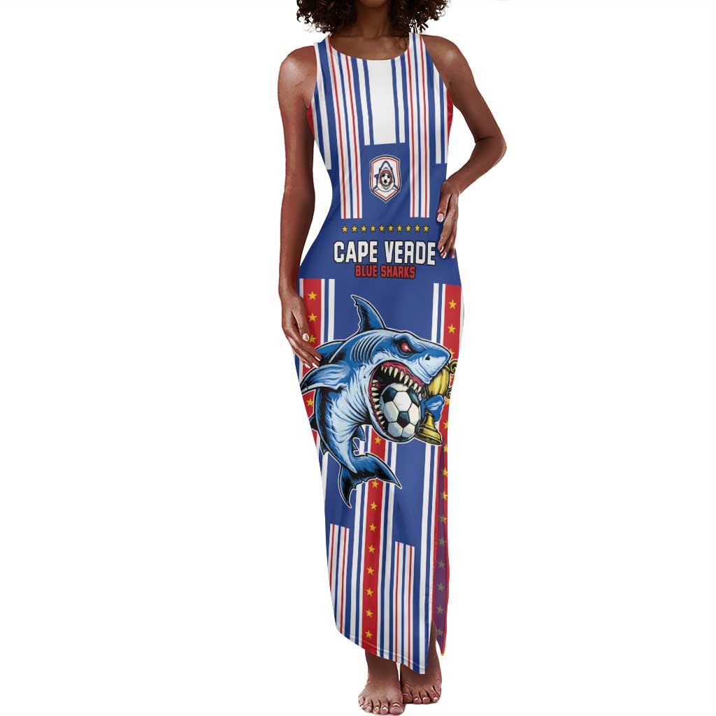 Custom Cape Verde Football Tank Maxi Dress Monster Blue Shark Striped Style