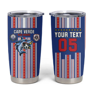 Custom Cape Verde Football Tumbler Cup Monster Blue Shark Striped Style