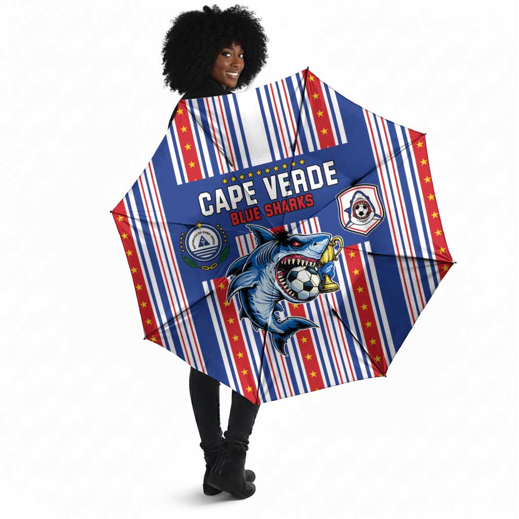 Cape Verde Football Umbrella Monster Blue Shark Striped Style