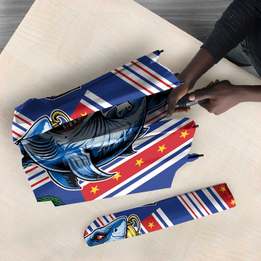 Cape Verde Football Umbrella Monster Blue Shark Striped Style
