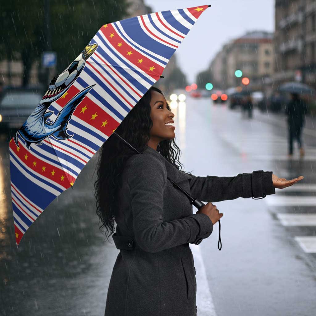 Cape Verde Football Umbrella Monster Blue Shark Striped Style