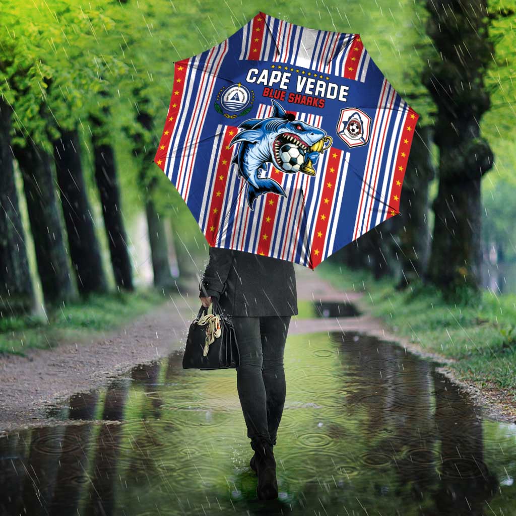 Cape Verde Football Umbrella Monster Blue Shark Striped Style