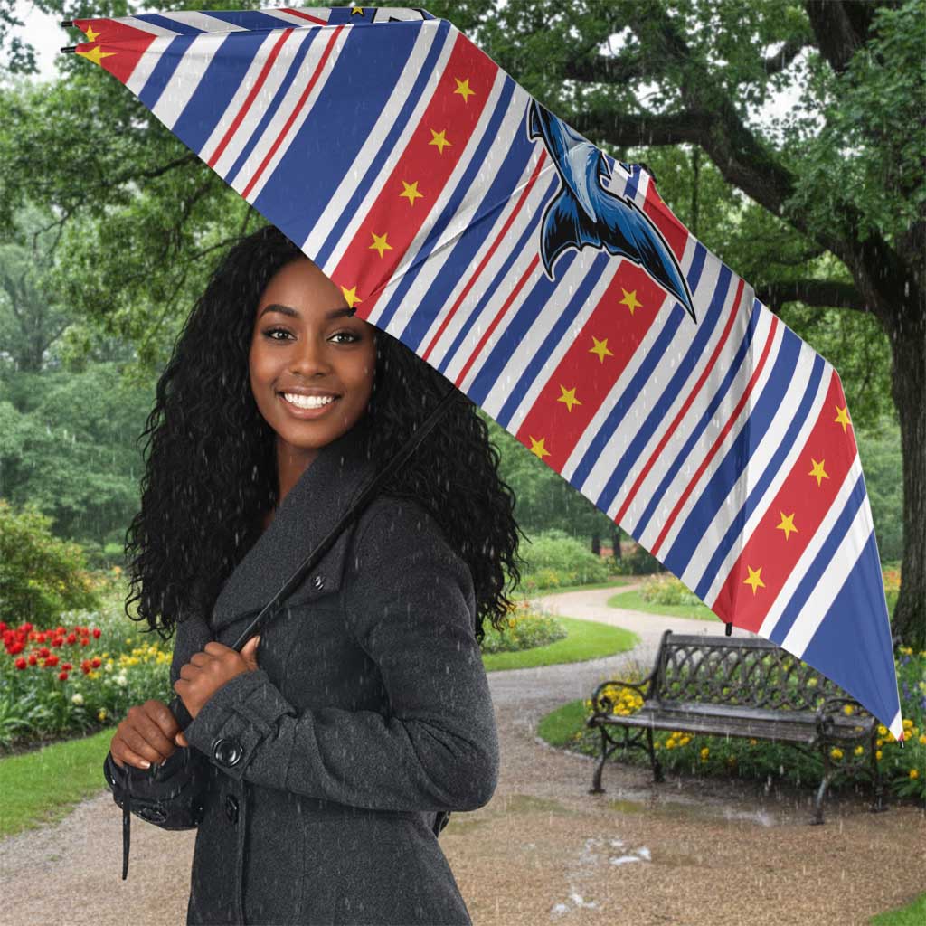 Cape Verde Football Umbrella Monster Blue Shark Striped Style