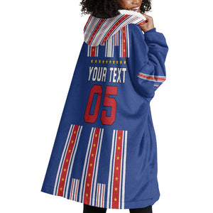 Custom Cape Verde Football Wearable Blanket Hoodie Monster Blue Shark Striped Style