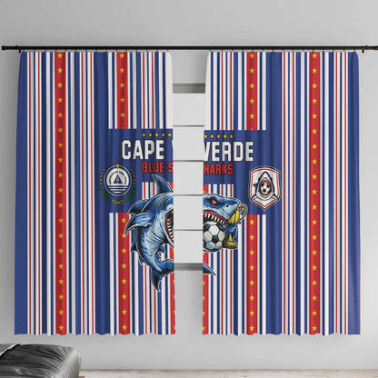Cape Verde Football Window Curtain Monster Blue Shark Striped Style