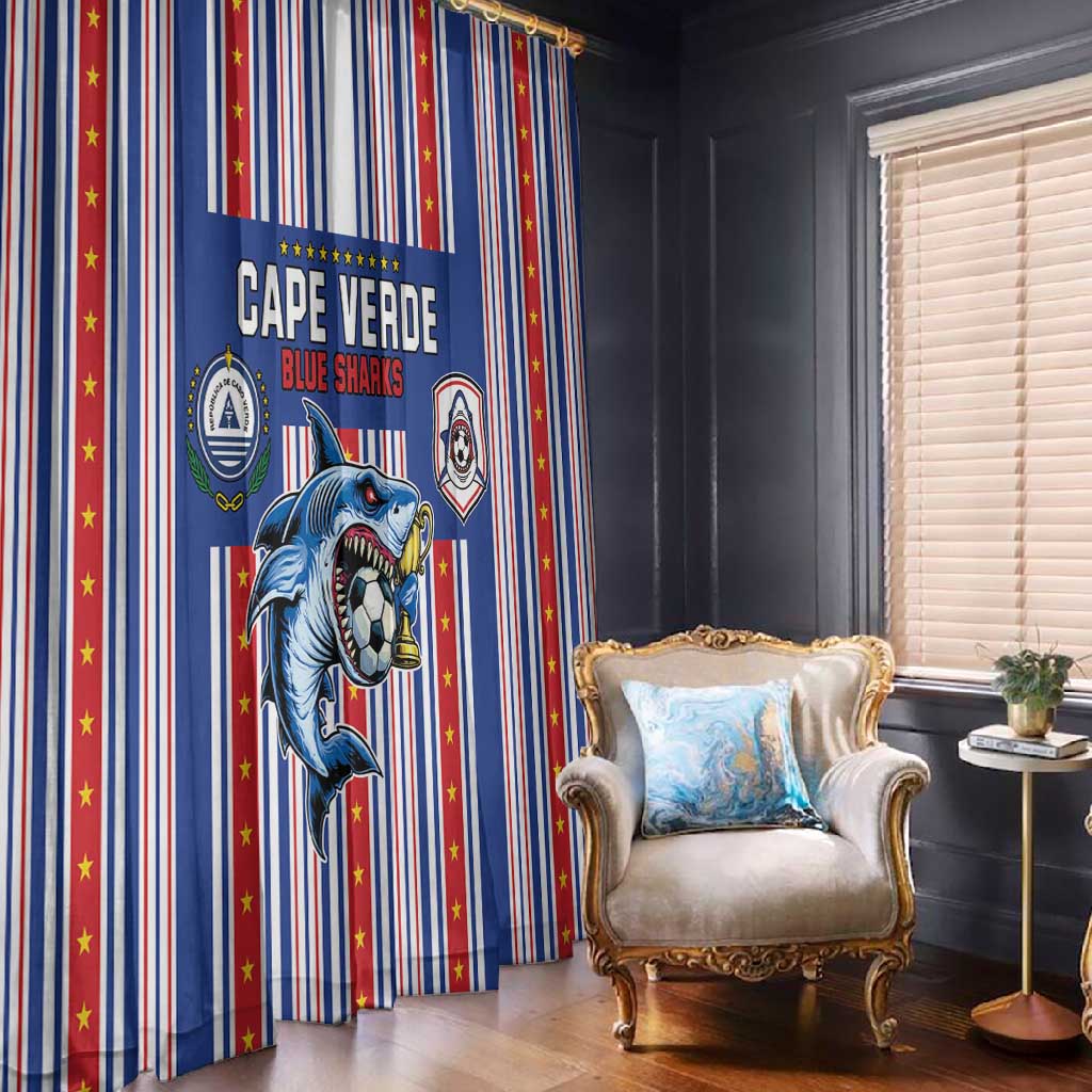 Cape Verde Football Window Curtain Monster Blue Shark Striped Style