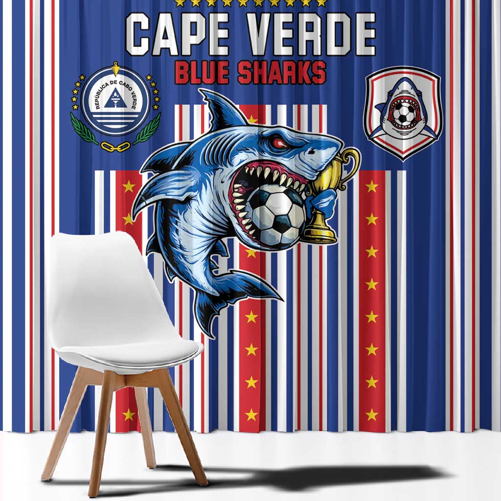 Cape Verde Football Window Curtain Monster Blue Shark Striped Style
