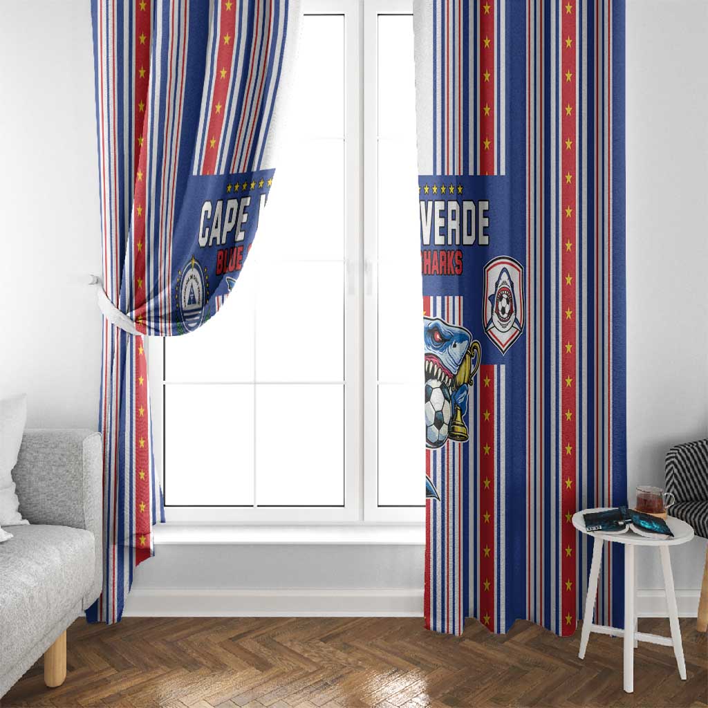 Cape Verde Football Window Curtain Monster Blue Shark Striped Style