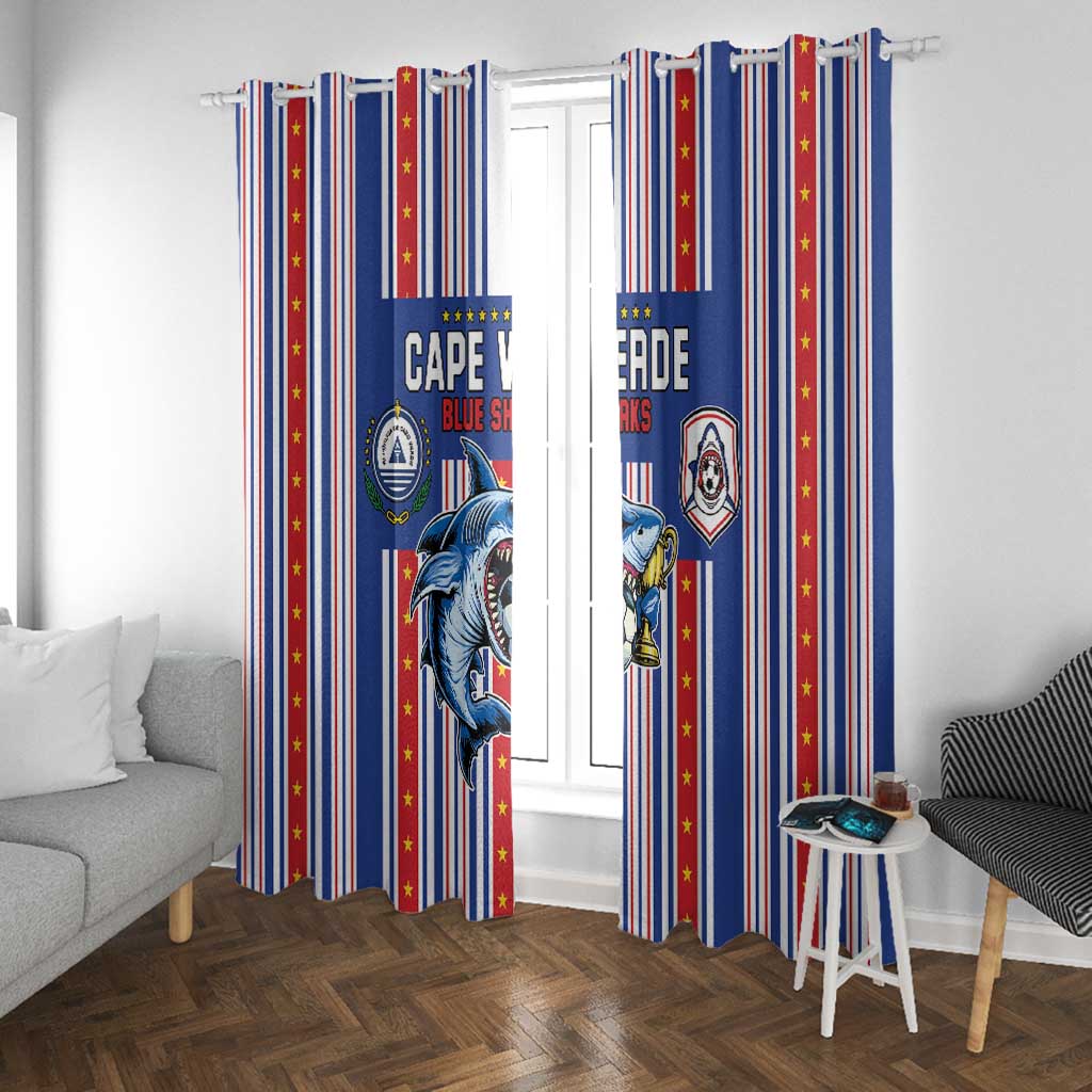 Cape Verde Football Window Curtain Monster Blue Shark Striped Style