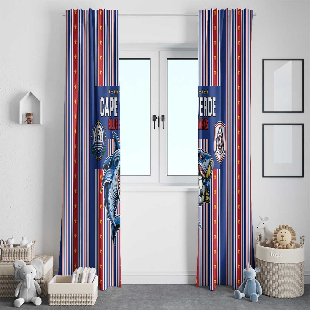 Cape Verde Football Window Curtain Monster Blue Shark Striped Style
