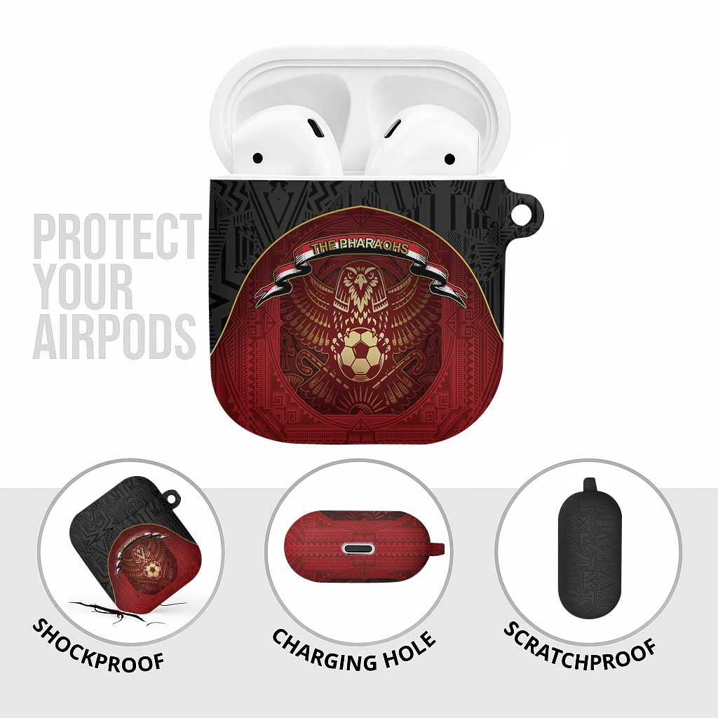 Egypt Football AirPods Case Tribal Eagle With Ancient Egyptian Patterns