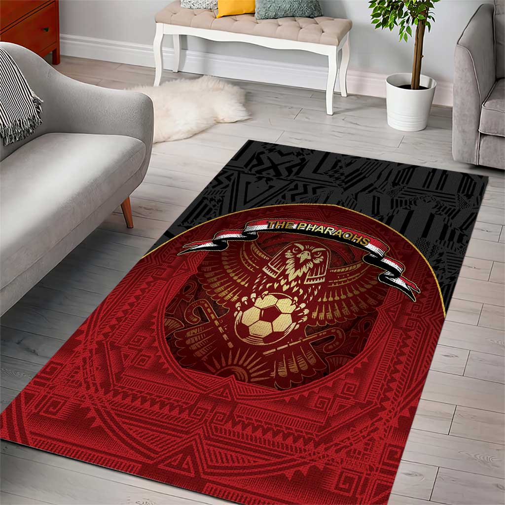 Egypt Football Area Rug Tribal Eagle With Ancient Egyptian Patterns