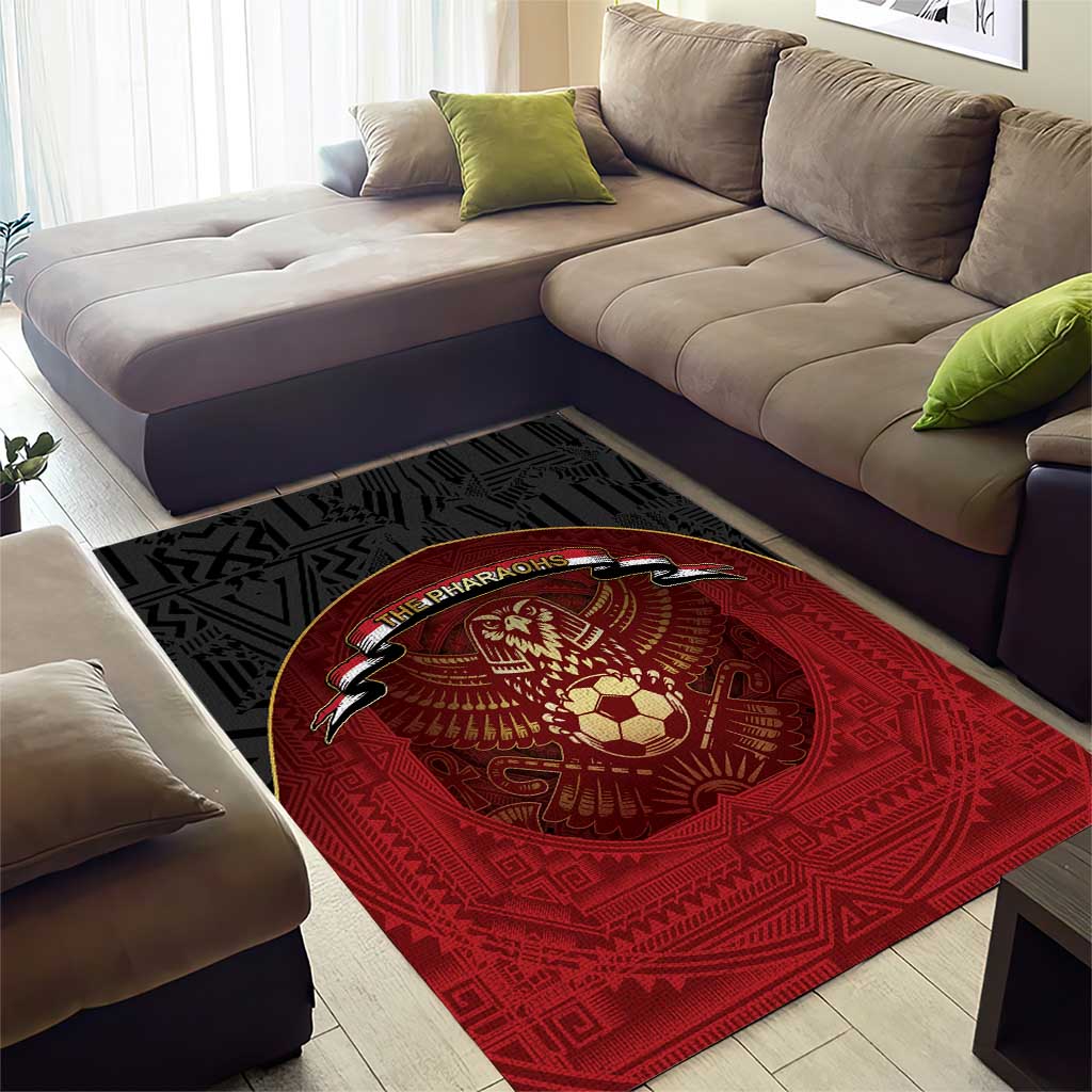 Egypt Football Area Rug Tribal Eagle With Ancient Egyptian Patterns