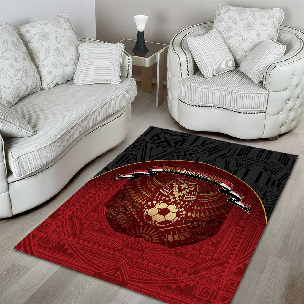 Egypt Football Area Rug Tribal Eagle With Ancient Egyptian Patterns