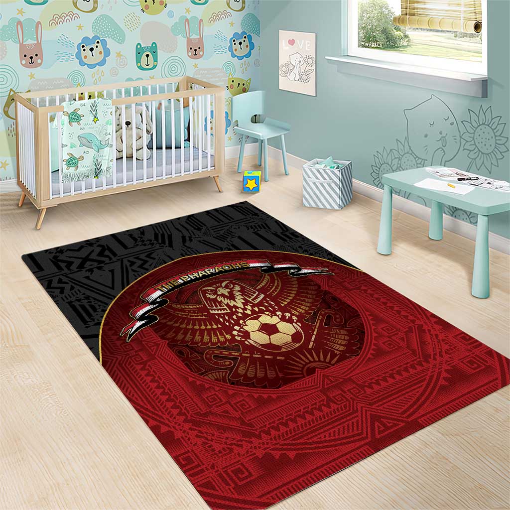 Egypt Football Area Rug Tribal Eagle With Ancient Egyptian Patterns