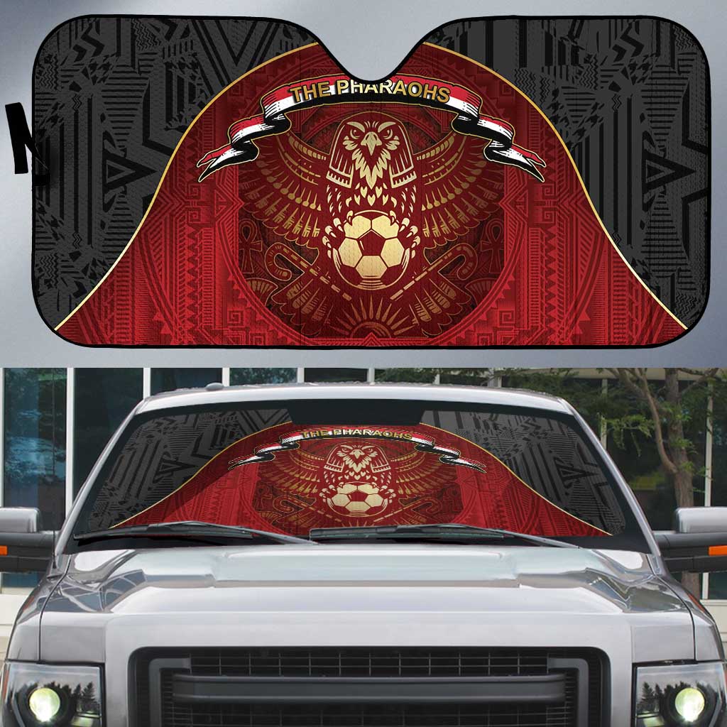 Egypt Football Auto Sun Shade Tribal Eagle With Ancient Egyptian Patterns