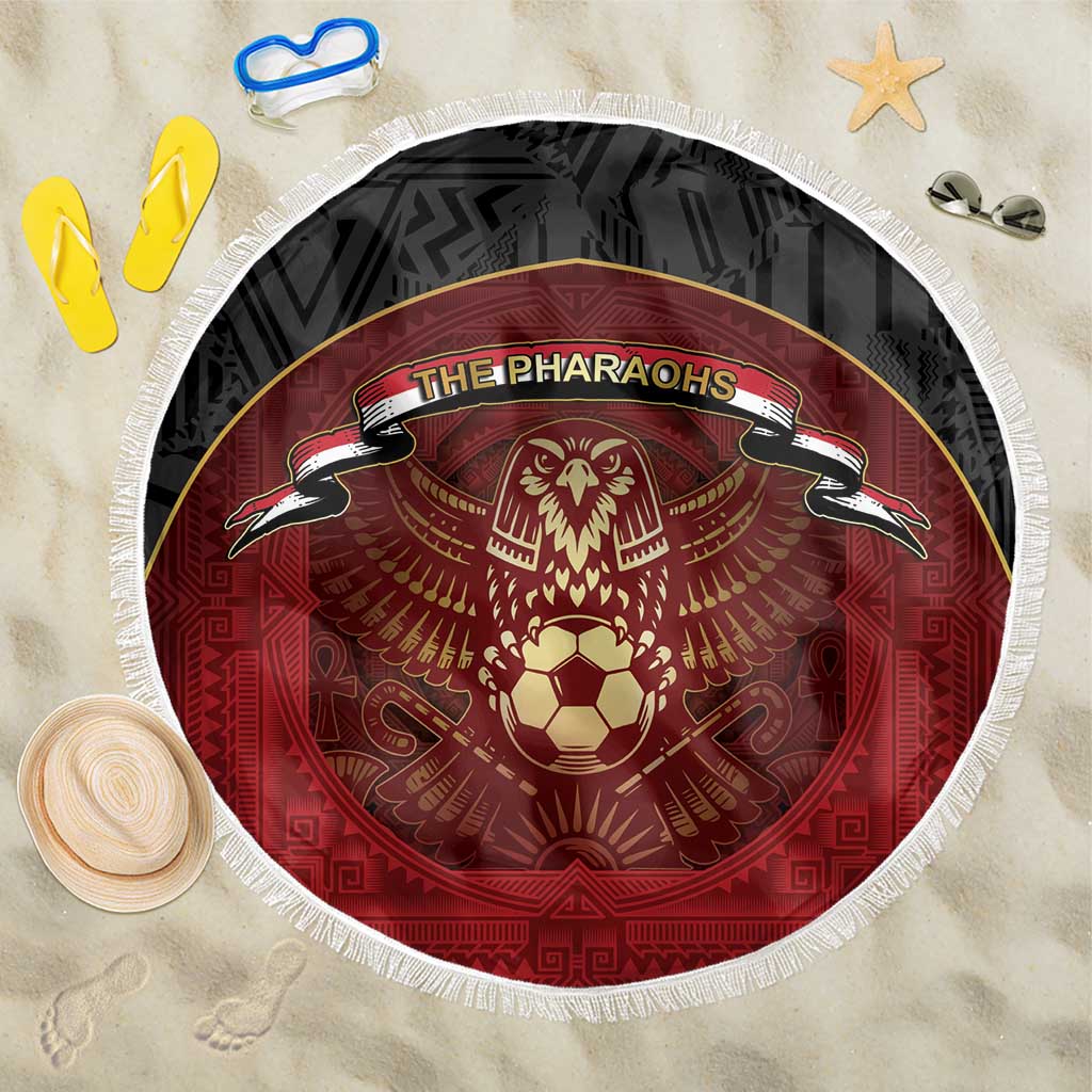 Egypt Football Beach Blanket Tribal Eagle With Ancient Egyptian Patterns
