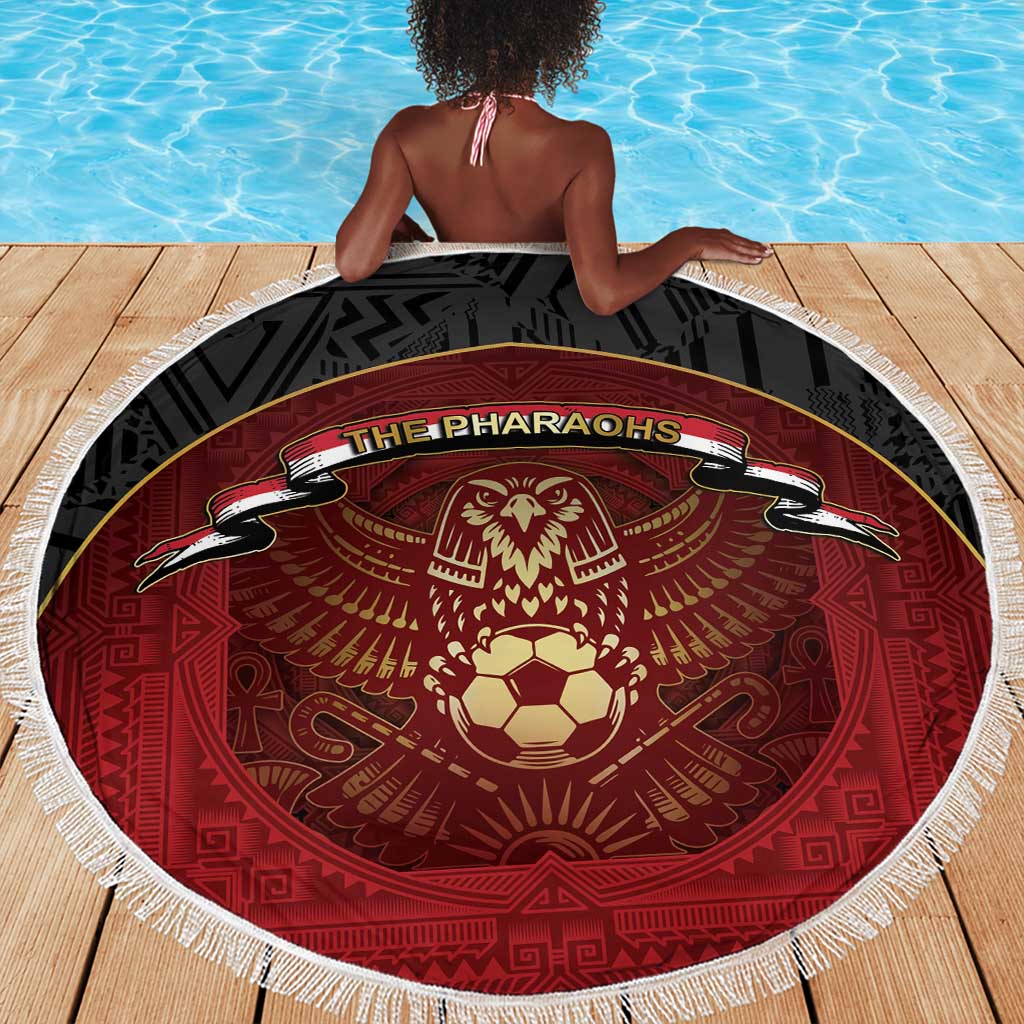 Egypt Football Beach Blanket Tribal Eagle With Ancient Egyptian Patterns