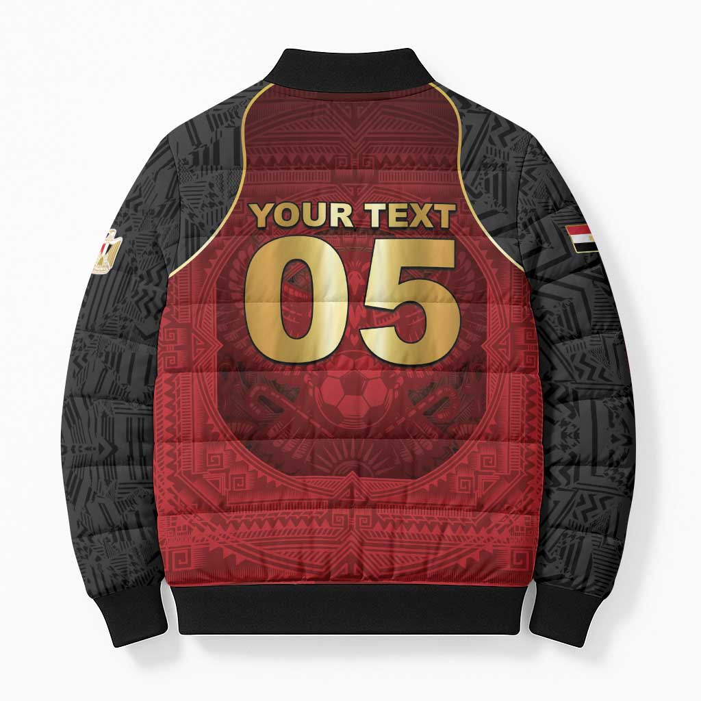 Custom Egypt Football Bomber Puffer Jacket Tribal Eagle With Ancient Egyptian Patterns