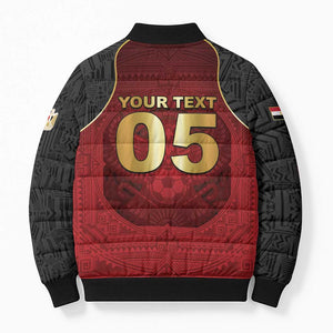 Custom Egypt Football Bomber Puffer Jacket Tribal Eagle With Ancient Egyptian Patterns