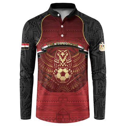 Custom Egypt Football Button Sweatshirt Tribal Eagle With Ancient Egyptian Patterns