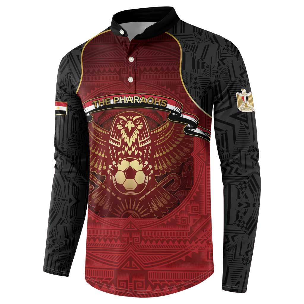 Custom Egypt Football Button Sweatshirt Tribal Eagle With Ancient Egyptian Patterns