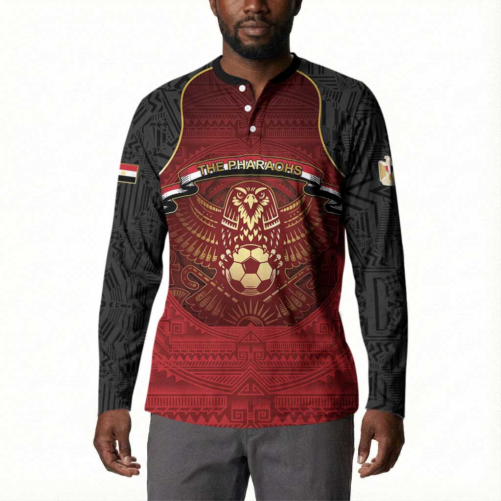 Custom Egypt Football Button Sweatshirt Tribal Eagle With Ancient Egyptian Patterns