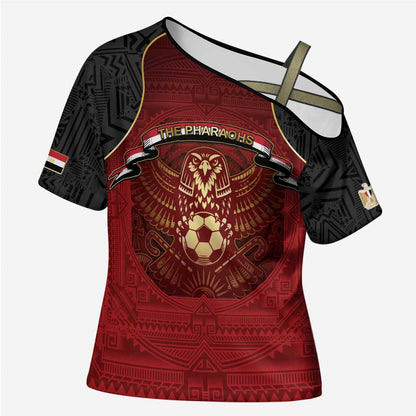 Custom Egypt Football Cross Shoulder Shirt Tribal Eagle With Ancient Egyptian Patterns