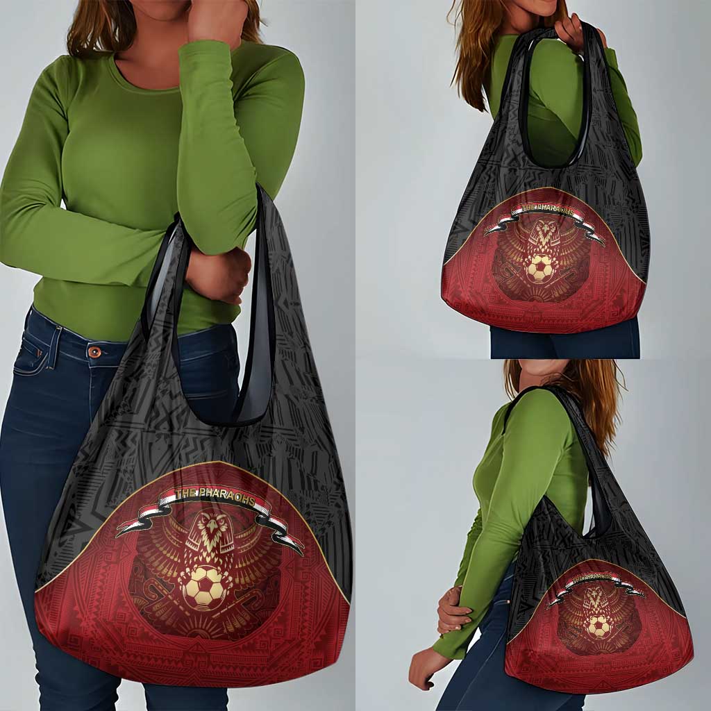 Egypt Football Grocery Bag Tribal Eagle With Ancient Egyptian Patterns
