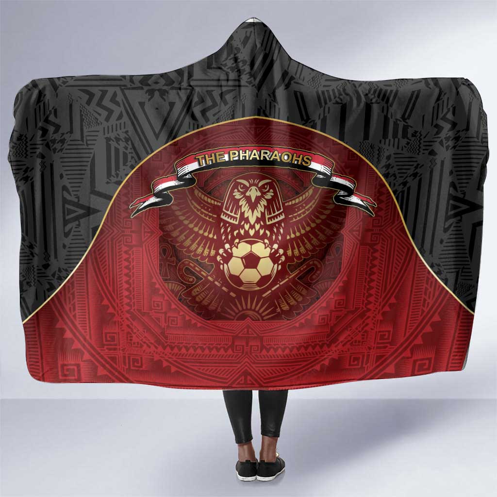 Egypt Football Hooded Blanket Tribal Eagle With Ancient Egyptian Patterns