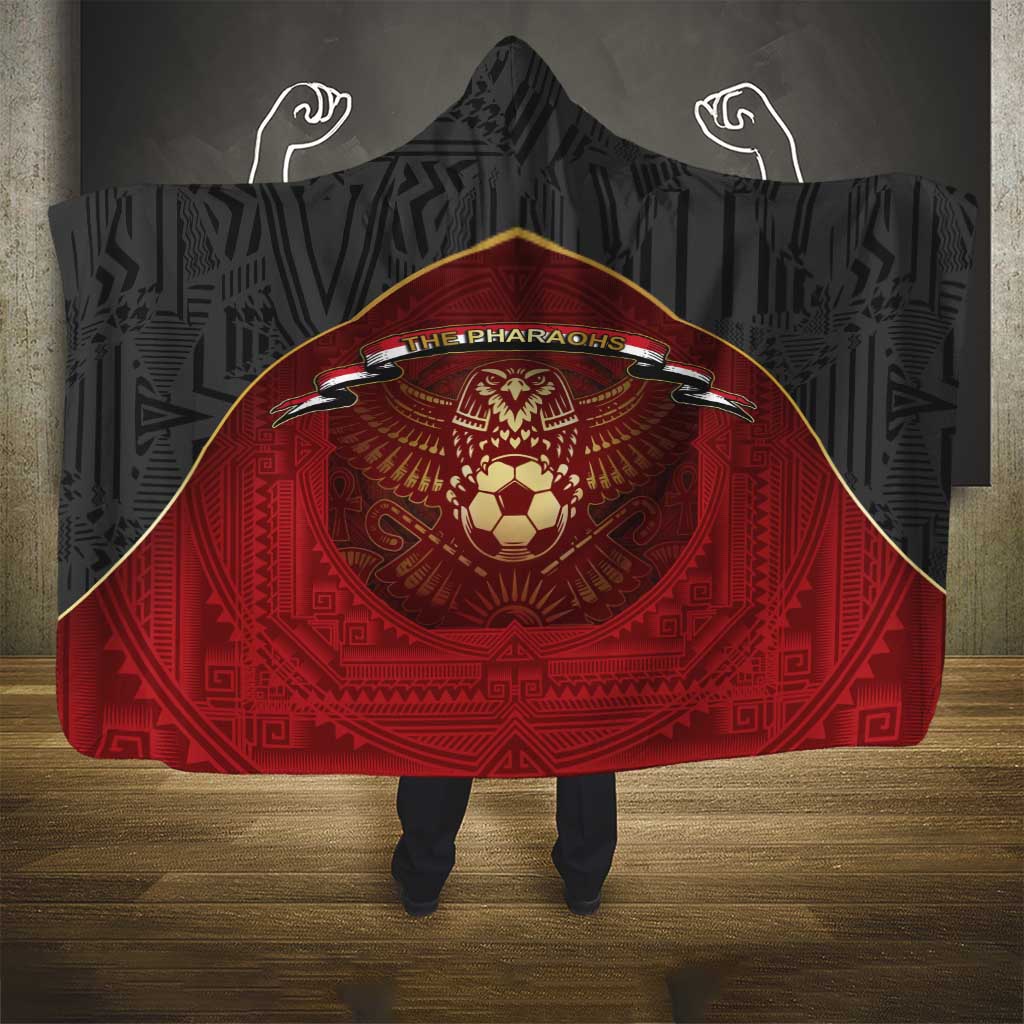Egypt Football Hooded Blanket Tribal Eagle With Ancient Egyptian Patterns
