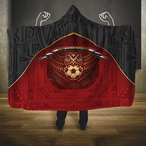 Egypt Football Hooded Blanket Tribal Eagle With Ancient Egyptian Patterns