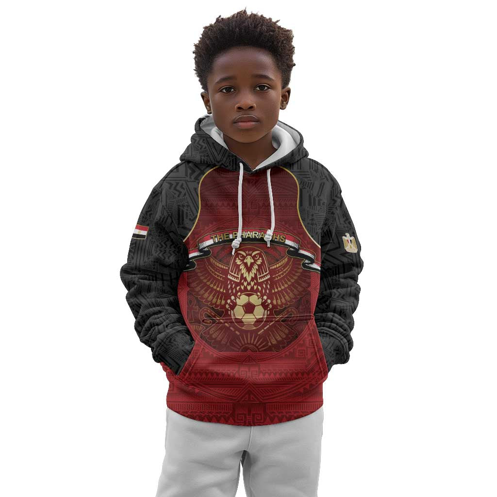 Custom Egypt Football Kid Hoodie Tribal Eagle With Ancient Egyptian Patterns