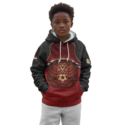 Custom Egypt Football Kid Hoodie Tribal Eagle With Ancient Egyptian Patterns