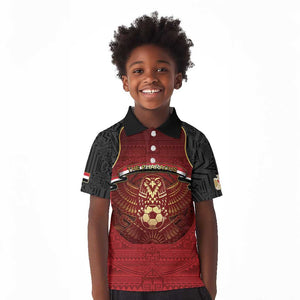Custom Egypt Football Kid Polo Shirt Tribal Eagle With Ancient Egyptian Patterns