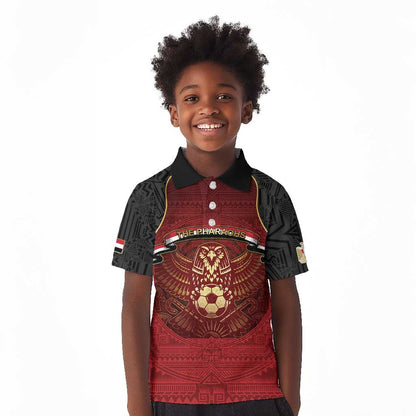 Custom Egypt Football Kid Polo Shirt Tribal Eagle With Ancient Egyptian Patterns