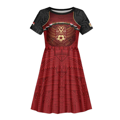 Custom Egypt Football Kid Short Sleeve Dress Tribal Eagle With Ancient Egyptian Patterns
