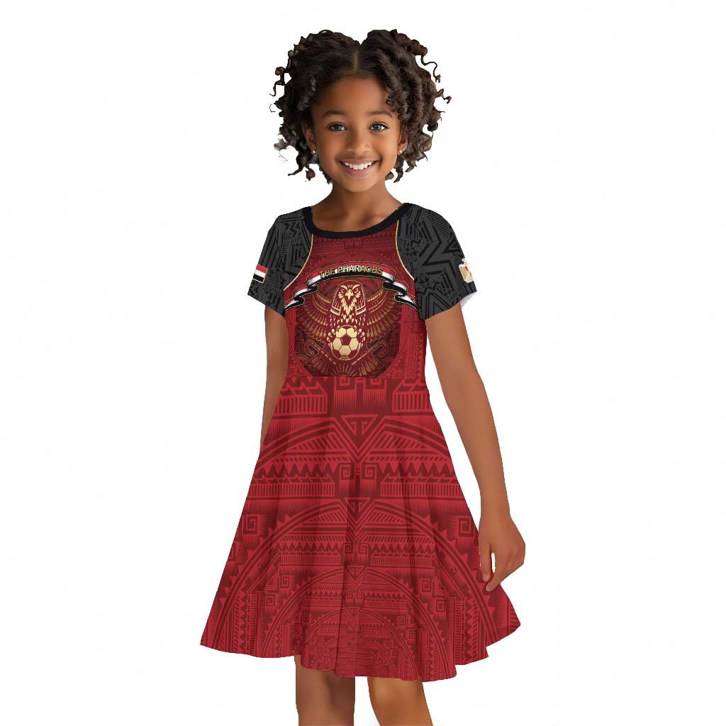 Custom Egypt Football Kid Short Sleeve Dress Tribal Eagle With Ancient Egyptian Patterns