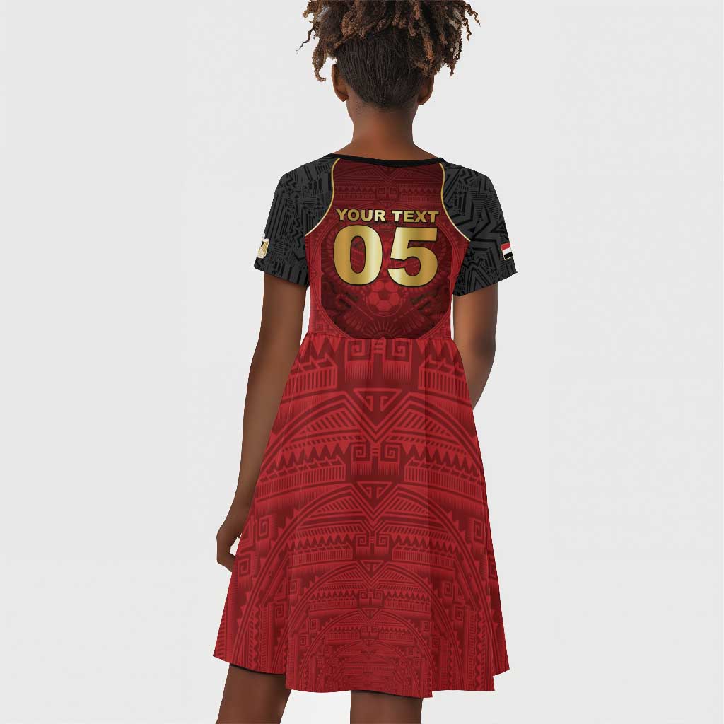 Custom Egypt Football Kid Short Sleeve Dress Tribal Eagle With Ancient Egyptian Patterns