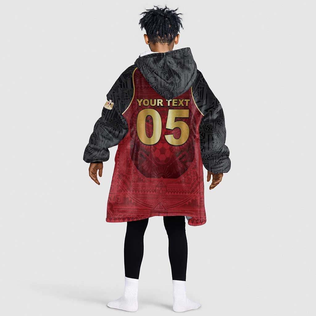 Custom Egypt Football Kid Wearable Blanket Hoodie Tribal Eagle With Ancient Egyptian Patterns