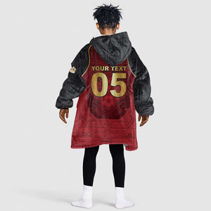 Custom Egypt Football Kid Wearable Blanket Hoodie Tribal Eagle With Ancient Egyptian Patterns