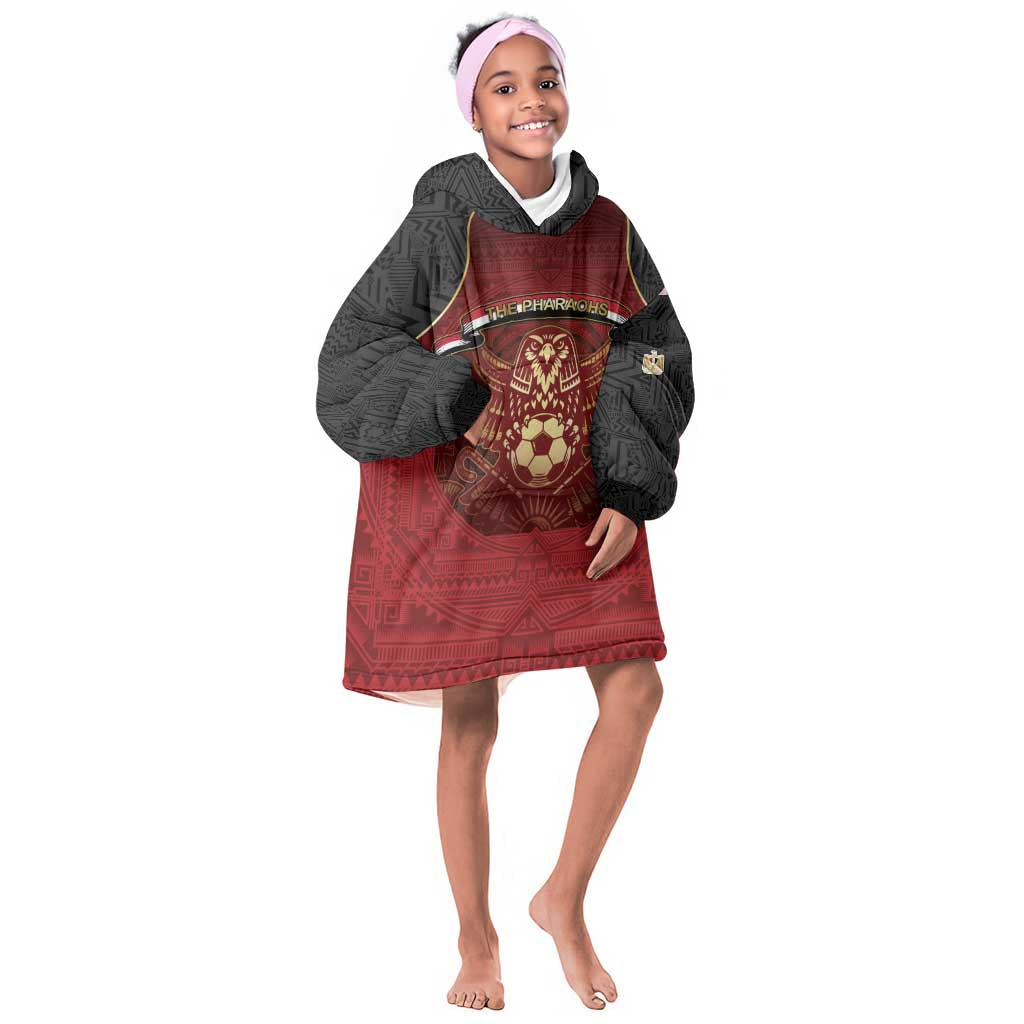 Custom Egypt Football Kid Wearable Blanket Hoodie Tribal Eagle With Ancient Egyptian Patterns