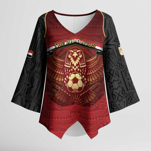 Custom Egypt Football Kimono Sleeve Blouse Tribal Eagle With Ancient Egyptian Patterns