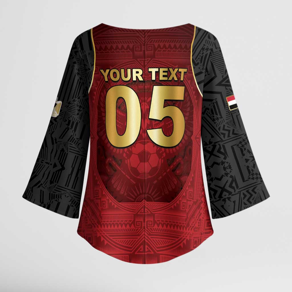 Custom Egypt Football Kimono Sleeve Blouse Tribal Eagle With Ancient Egyptian Patterns