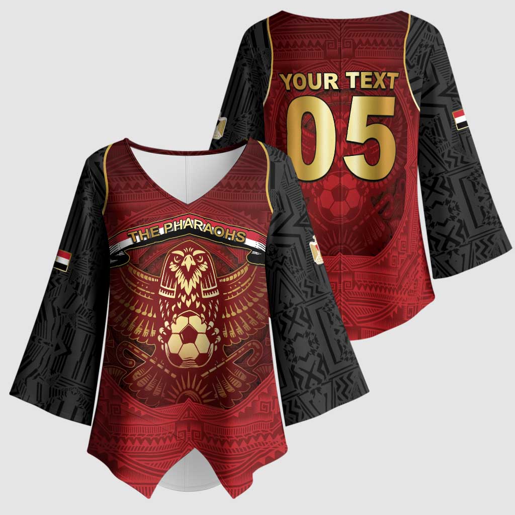 Custom Egypt Football Kimono Sleeve Blouse Tribal Eagle With Ancient Egyptian Patterns