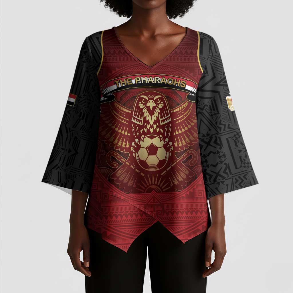 Custom Egypt Football Kimono Sleeve Blouse Tribal Eagle With Ancient Egyptian Patterns